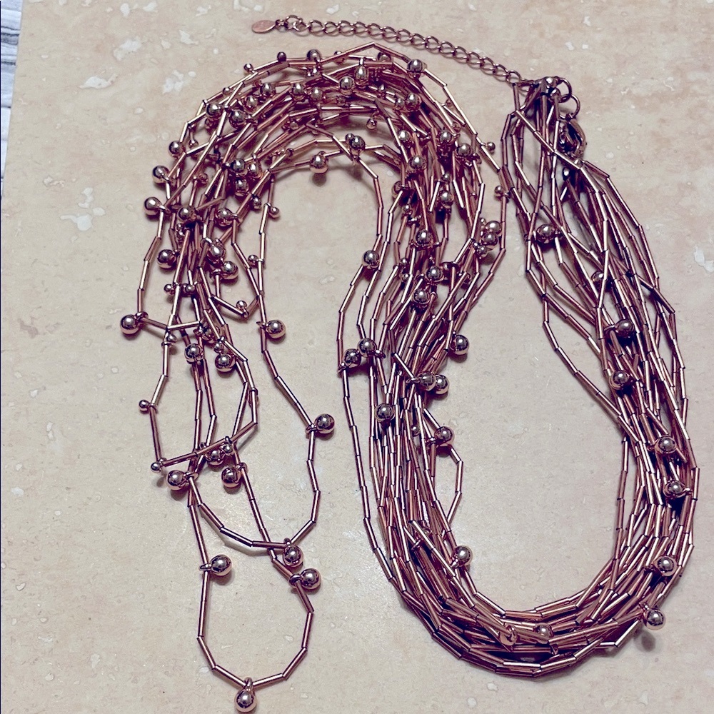 Premier Designs 7 strand Copper Tine Long 34” Necklace